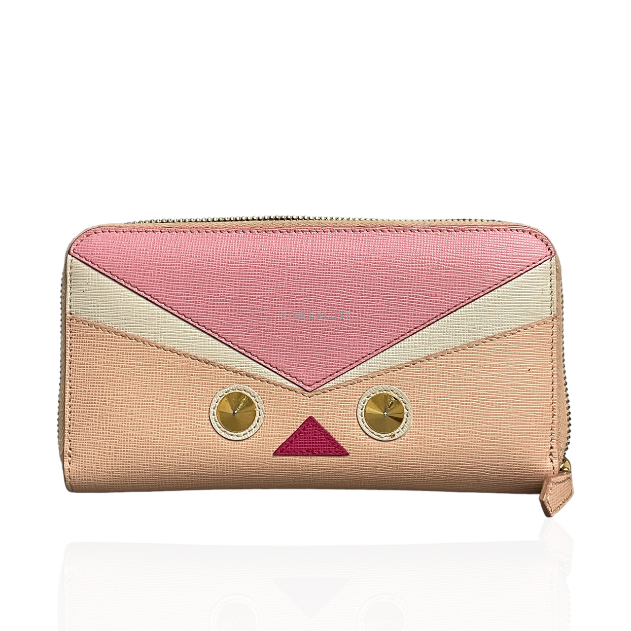 aksesoris dompet Fendi Studded Bird Eye Monster Pink Vitello